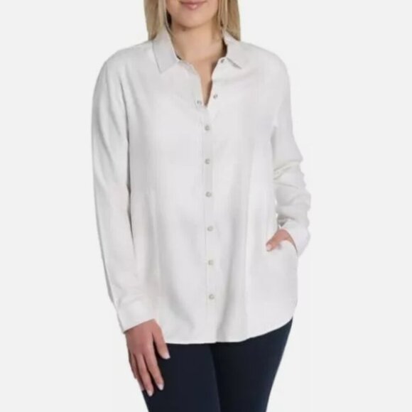 NEW Women's Jachs Girlfriend Super Soft Feel Flannel Shirt White Size XXL/ H571 - Picture 1 of 8